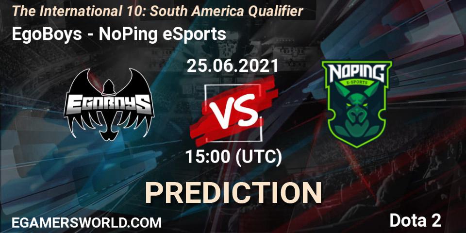 Prognose für das Spiel EgoBoys VS NoPing eSports. 25.06.21. Dota 2 - The International 10: South America Qualifier