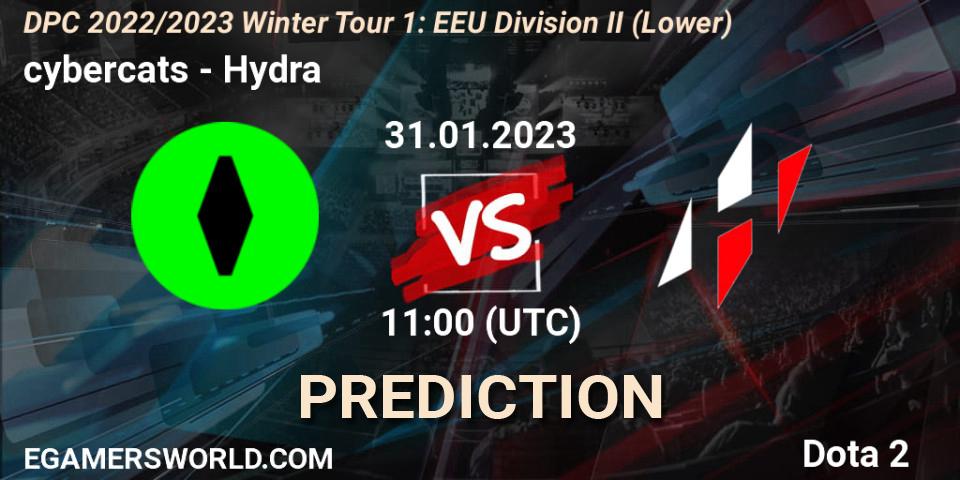 Prognose für das Spiel cybercats VS Hydra. 31.01.23. Dota 2 - DPC 2022/2023 Winter Tour 1: EEU Division II (Lower)