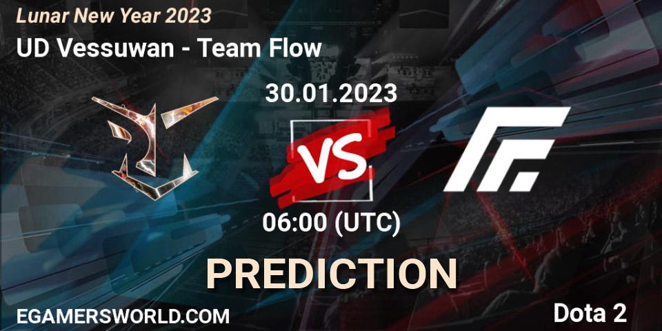 Prognose für das Spiel UD Vessuwan VS Team Flow. 30.01.23. Dota 2 - Lunar New Year 2023