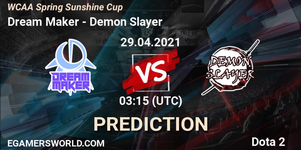 Prognose für das Spiel Dream Maker VS Demon Slayer. 29.04.21. Dota 2 - WCAA Spring Sunshine Cup