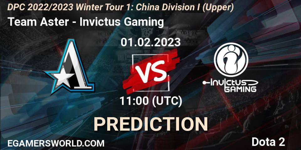 Prognose für das Spiel Team Aster VS Invictus Gaming. 01.02.23. Dota 2 - DPC 2022/2023 Winter Tour 1: CN Division I (Upper)