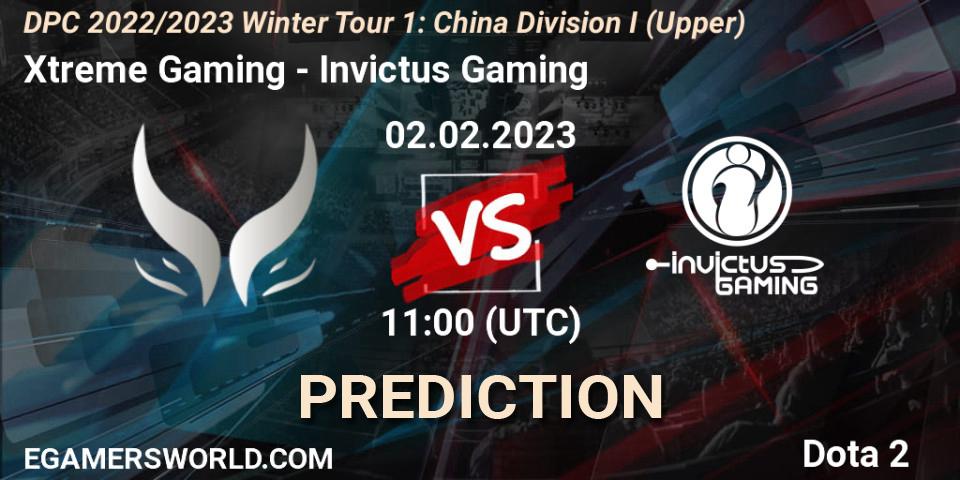 Prognose für das Spiel Xtreme Gaming VS Invictus Gaming. 02.02.23. Dota 2 - DPC 2022/2023 Winter Tour 1: CN Division I (Upper)