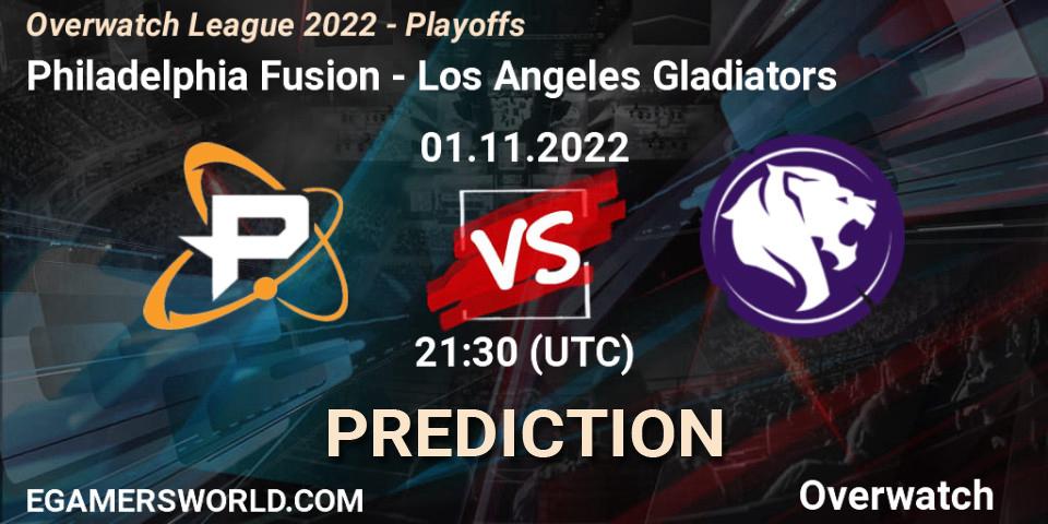 Prognose für das Spiel Philadelphia Fusion VS Los Angeles Gladiators. 01.11.22. Overwatch - Overwatch League 2022 - Playoffs