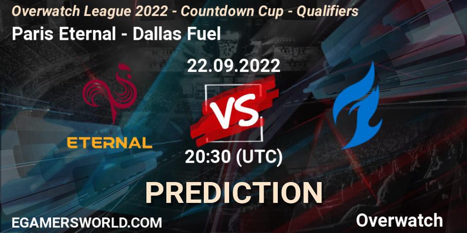 Prognose für das Spiel Paris Eternal VS Dallas Fuel. 25.09.22. Overwatch - Overwatch League 2022 - Countdown Cup - Qualifiers