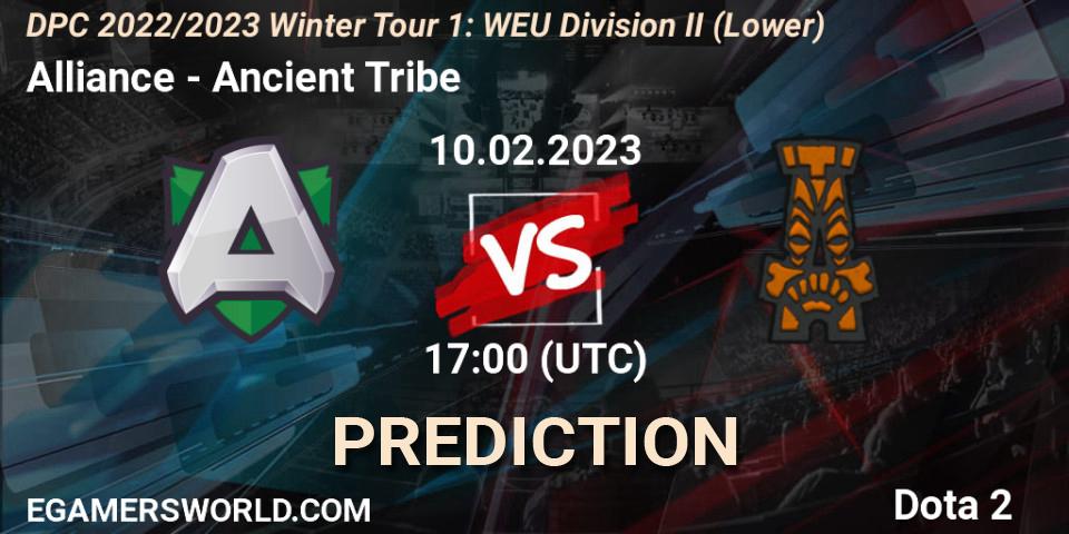 Prognose für das Spiel Alliance VS Ancient Tribe. 10.02.23. Dota 2 - DPC 2022/2023 Winter Tour 1: WEU Division II (Lower)