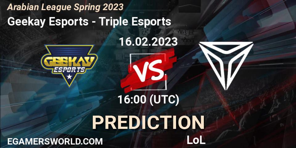 Prognose für das Spiel Geekay Esports VS Triple Esports. 16.02.23. LoL - Arabian League Spring 2023