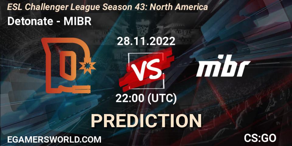 Prognose für das Spiel Detonate VS MIBR. 28.11.22. CS2 (CS:GO) - ESL Challenger League Season 43: North America