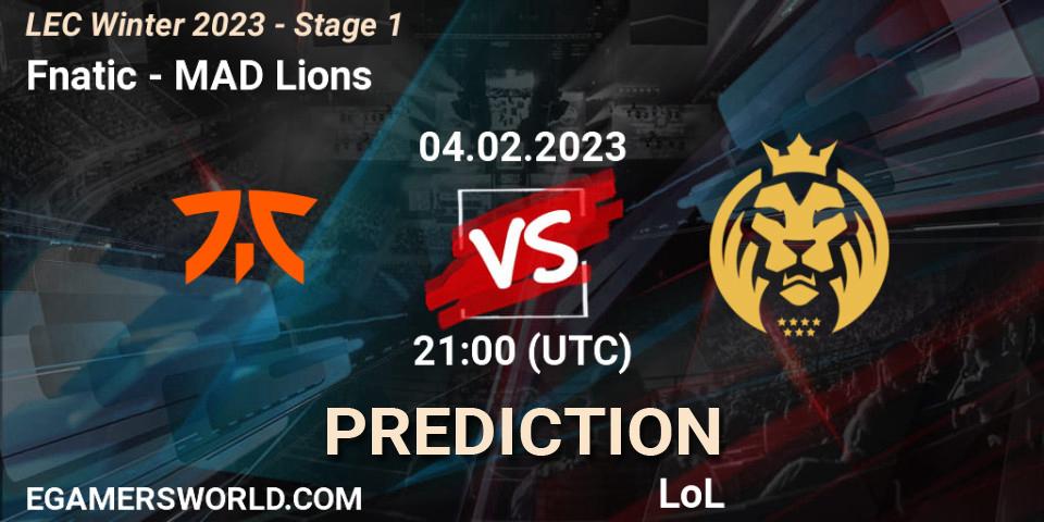 Prognose für das Spiel Fnatic VS MAD Lions. 04.02.23. LoL - LEC Winter 2023 - Stage 1