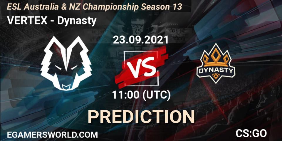 Prognose für das Spiel VERTEX VS Ground Zero. 23.09.21. CS2 (CS:GO) - ESL Australia & NZ Championship Season 13