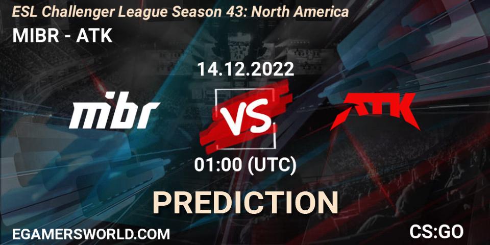 Prognose für das Spiel MIBR VS ATK. 14.12.22. CS2 (CS:GO) - ESL Challenger League Season 43: North America
