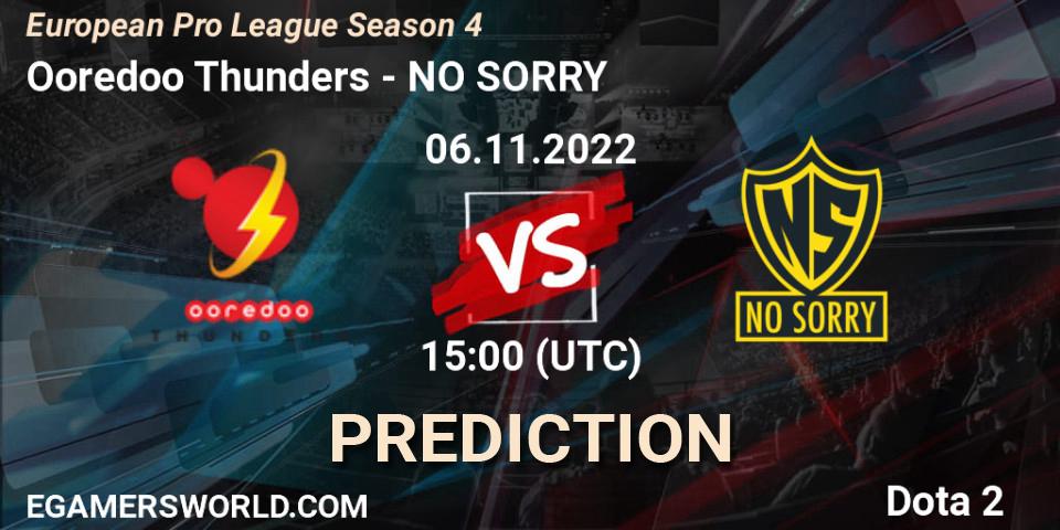 Prognose für das Spiel Ooredoo Thunders VS NO SORRY. 12.11.22. Dota 2 - European Pro League Season 4