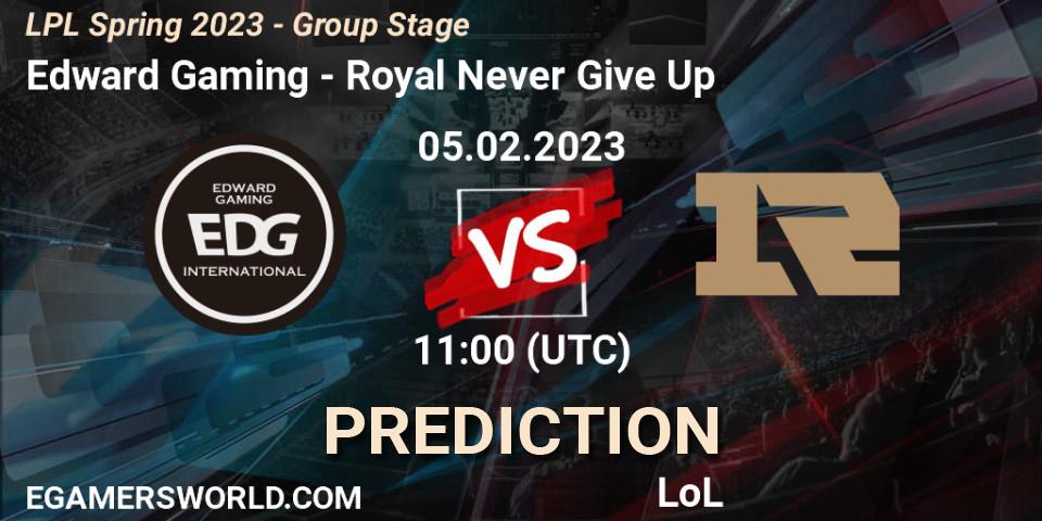 Prognose für das Spiel Edward Gaming VS Royal Never Give Up. 05.02.23. LoL - LPL Spring 2023 - Group Stage