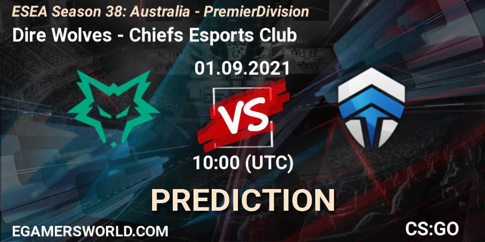 Prognose für das Spiel ex-Dire Wolves VS Chiefs Esports Club. 01.09.21. CS2 (CS:GO) - ESEA Season 38: Australia - Premier Division