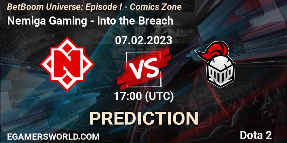 Prognose für das Spiel Nemiga Gaming VS Into the Breach. 07.02.23. Dota 2 - BetBoom Universe: Episode I - Comics Zone