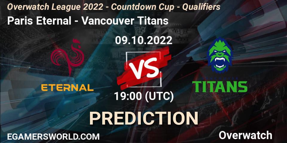 Prognose für das Spiel Paris Eternal VS Vancouver Titans. 09.10.22. Overwatch - Overwatch League 2022 - Countdown Cup - Qualifiers