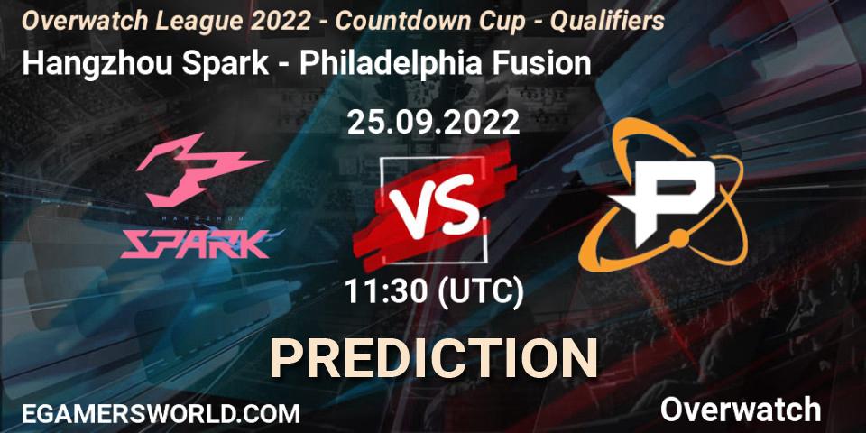 Prognose für das Spiel Hangzhou Spark VS Philadelphia Fusion. 25.09.22. Overwatch - Overwatch League 2022 - Countdown Cup - Qualifiers