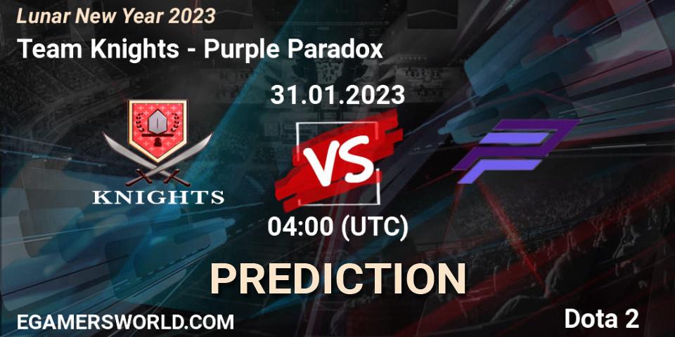 Prognose für das Spiel Team Knights VS Purple Paradox. 01.02.23. Dota 2 - Lunar New Year 2023