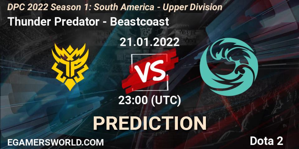 Prognose für das Spiel Thunder Predator VS Beastcoast. 21.01.22. Dota 2 - DPC 2022 Season 1: South America - Upper Division
