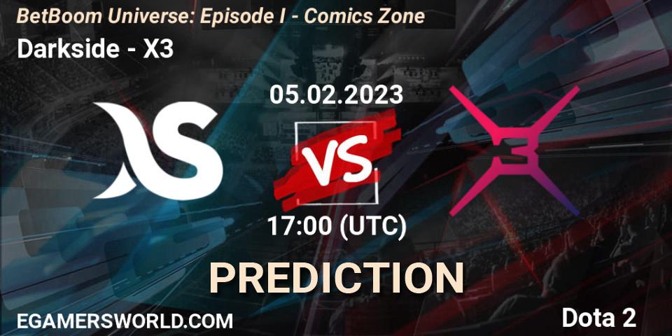 Prognose für das Spiel Darkside VS X3. 05.02.23. Dota 2 - BetBoom Universe: Episode I - Comics Zone