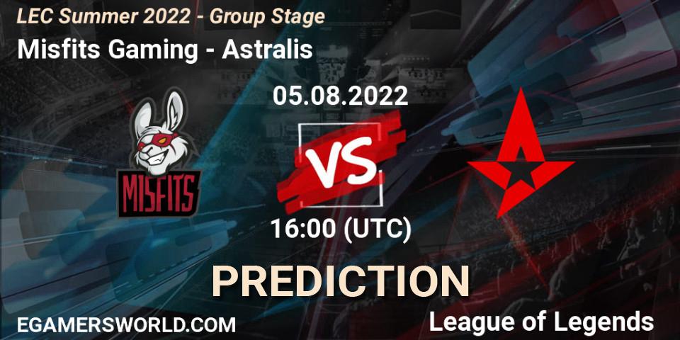 Prognose für das Spiel Misfits Gaming VS Astralis. 05.08.22. LoL - LEC Summer 2022 - Group Stage