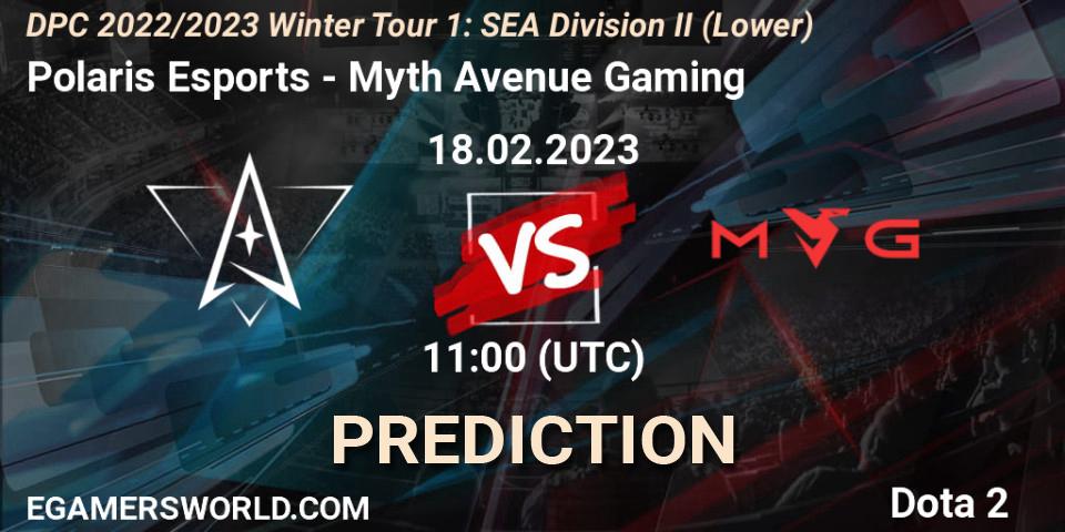 Prognose für das Spiel Polaris Esports VS Myth Avenue Gaming. 19.02.23. Dota 2 - DPC 2022/2023 Winter Tour 1: SEA Division II (Lower)
