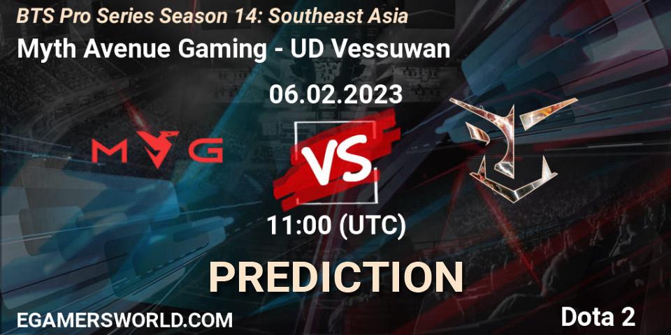 Prognose für das Spiel Myth Avenue Gaming VS UD Vessuwan. 06.02.23. Dota 2 - BTS Pro Series Season 14: Southeast Asia