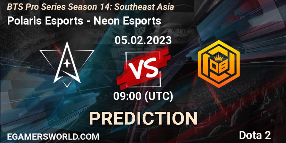 Prognose für das Spiel Polaris Esports VS Neon Esports. 05.02.23. Dota 2 - BTS Pro Series Season 14: Southeast Asia