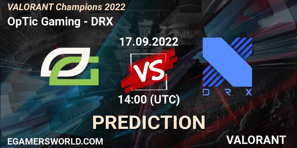 Prognose für das Spiel OpTic Gaming VS DRX. 17.09.22. VALORANT - VALORANT Champions 2022