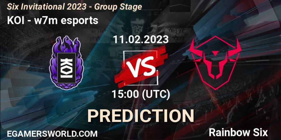 Prognose für das Spiel KOI VS w7m esports. 11.02.23. Rainbow Six - Six Invitational 2023 - Group Stage