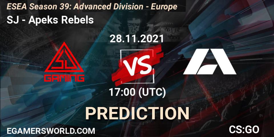 Prognose für das Spiel SJ VS Apeks Rebels. 28.11.21. CS2 (CS:GO) - ESEA Season 39: Advanced Division - Europe