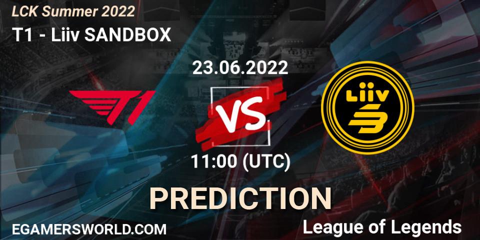 Prognose für das Spiel T1 VS SANDBOX Gaming. 23.06.22. LoL - LCK Summer 2022