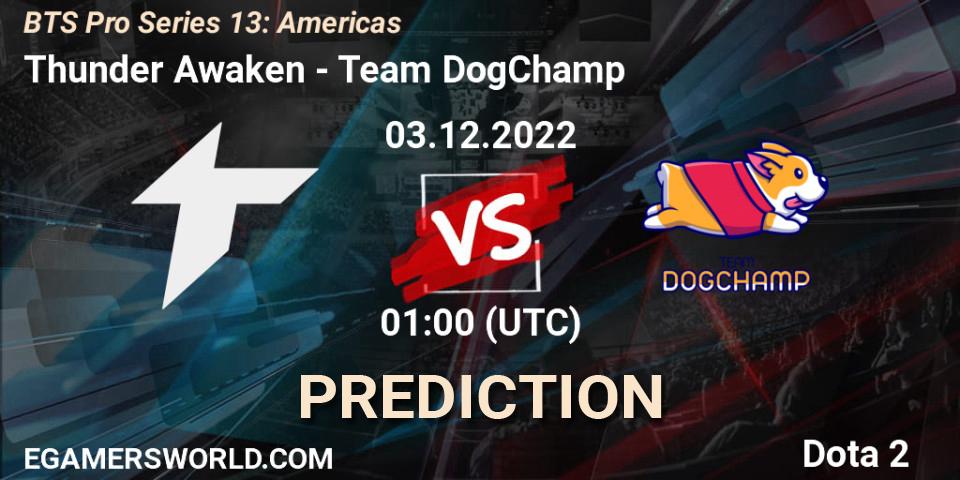 Prognose für das Spiel Thunder Awaken VS Team DogChamp. 03.12.22. Dota 2 - BTS Pro Series 13: Americas