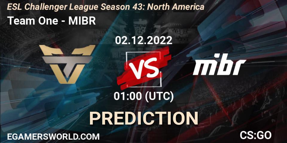 Prognose für das Spiel Team One VS MIBR. 02.12.22. CS2 (CS:GO) - ESL Challenger League Season 43: North America