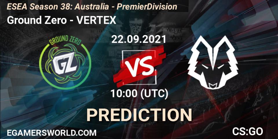 Prognose für das Spiel Ground Zero VS VERTEX. 22.09.21. CS2 (CS:GO) - ESEA Season 38: Australia - Premier Division