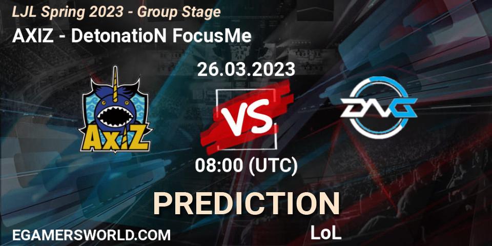 Prognose für das Spiel AXIZ VS DetonatioN FocusMe. 26.03.23. LoL - LJL Spring 2023 - Group Stage