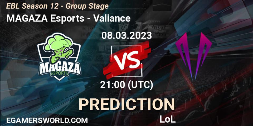Prognose für das Spiel MAGAZA Esports VS Valiance. 08.03.23. LoL - EBL Season 12 - Group Stage