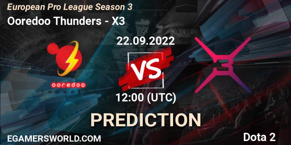 Prognose für das Spiel Ooredoo Thunders VS X3. 22.09.22. Dota 2 - European Pro League Season 3 