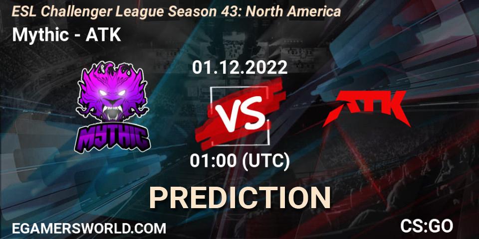 Prognose für das Spiel Mythic VS ATK. 01.12.22. CS2 (CS:GO) - ESL Challenger League Season 43: North America
