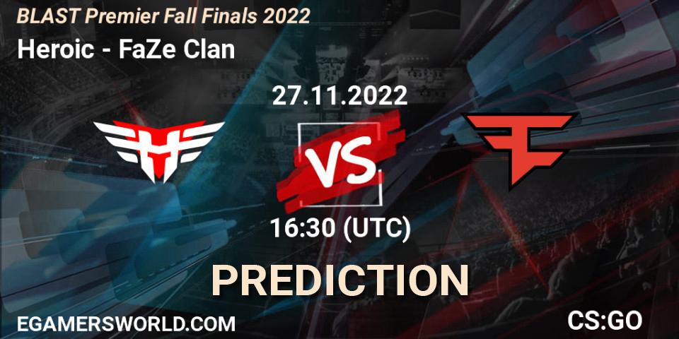 Prognose für das Spiel Heroic VS FaZe Clan. 27.11.22. CS2 (CS:GO) - BLAST Premier Fall Finals 2022