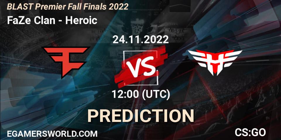 Prognose für das Spiel FaZe Clan VS Heroic. 24.11.22. CS2 (CS:GO) - BLAST Premier Fall Finals 2022