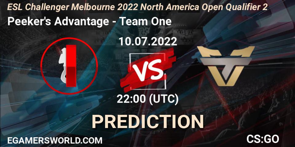 Prognose für das Spiel Peeker's Advantage VS Team One. 10.07.22. CS2 (CS:GO) - ESL Challenger Melbourne 2022 North America Open Qualifier 2
