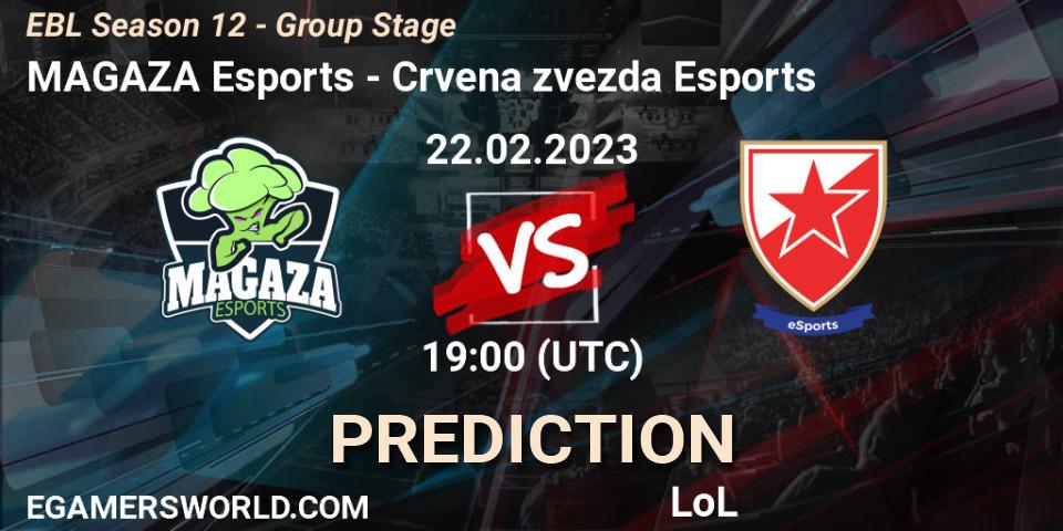 Prognose für das Spiel MAGAZA Esports VS Crvena zvezda Esports. 22.02.23. LoL - EBL Season 12 - Group Stage
