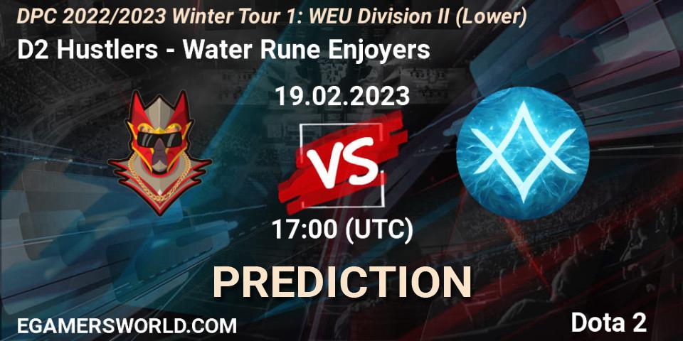 Prognose für das Spiel D2 Hustlers VS Water Rune Enjoyers. 19.02.23. Dota 2 - DPC 2022/2023 Winter Tour 1: WEU Division II (Lower)