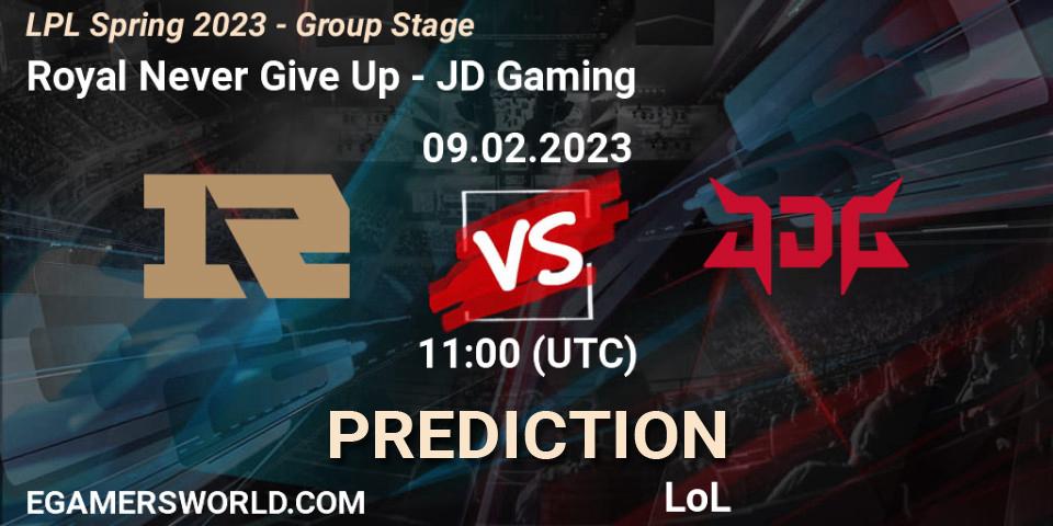 Prognose für das Spiel Royal Never Give Up VS JD Gaming. 09.02.23. LoL - LPL Spring 2023 - Group Stage
