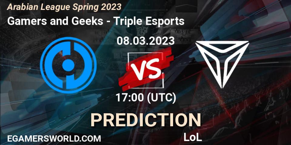Prognose für das Spiel Gamers and Geeks VS Triple Esports. 15.02.23. LoL - Arabian League Spring 2023