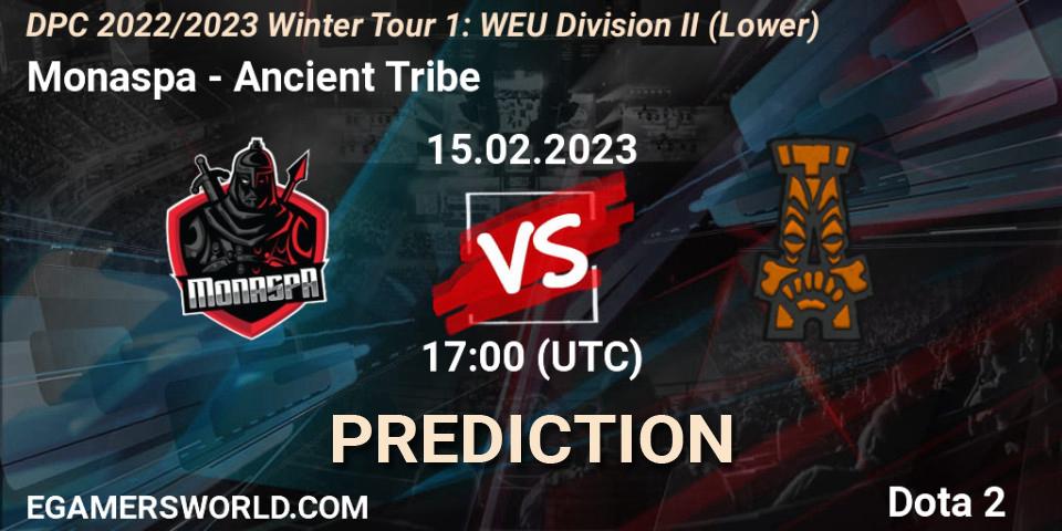 Prognose für das Spiel Monaspa VS Ancient Tribe. 15.02.23. Dota 2 - DPC 2022/2023 Winter Tour 1: WEU Division II (Lower)