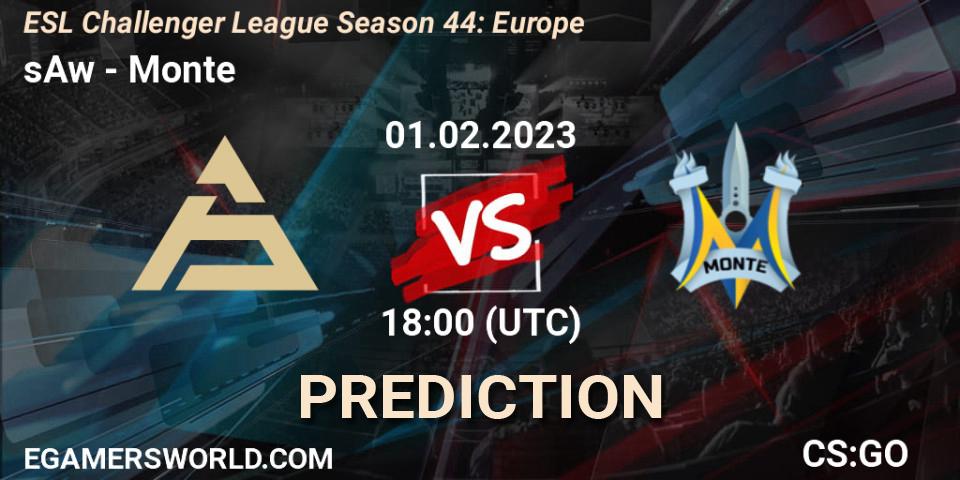 Prognose für das Spiel sAw VS Monte. 01.02.23. CS2 (CS:GO) - ESL Challenger League Season 44: Europe