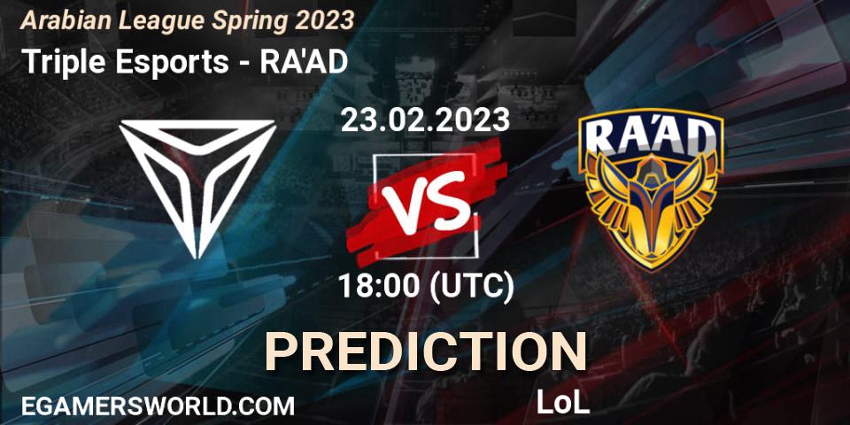 Prognose für das Spiel Triple Esports VS RA'AD. 03.02.23. LoL - Arabian League Spring 2023