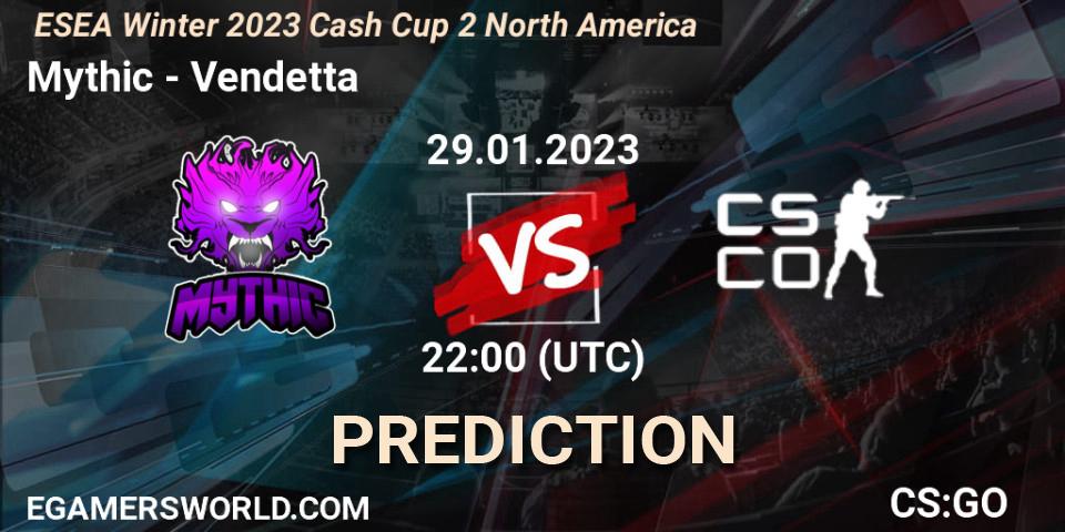 Prognose für das Spiel Mythic VS Vendetta. 29.01.23. CS2 (CS:GO) - ESEA Cash Cup: North America - Winter 2023 #2