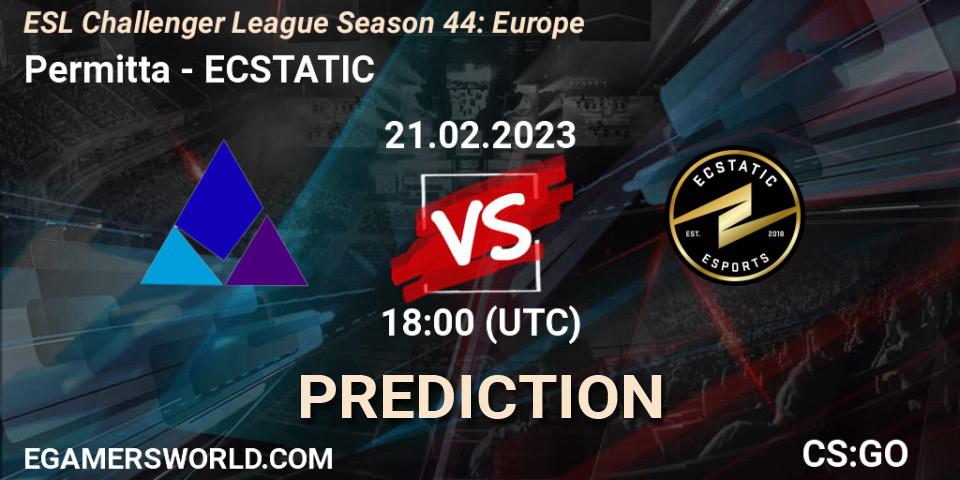 Prognose für das Spiel Permitta VS ECSTATIC. 21.02.23. CS2 (CS:GO) - ESL Challenger League Season 44: Europe